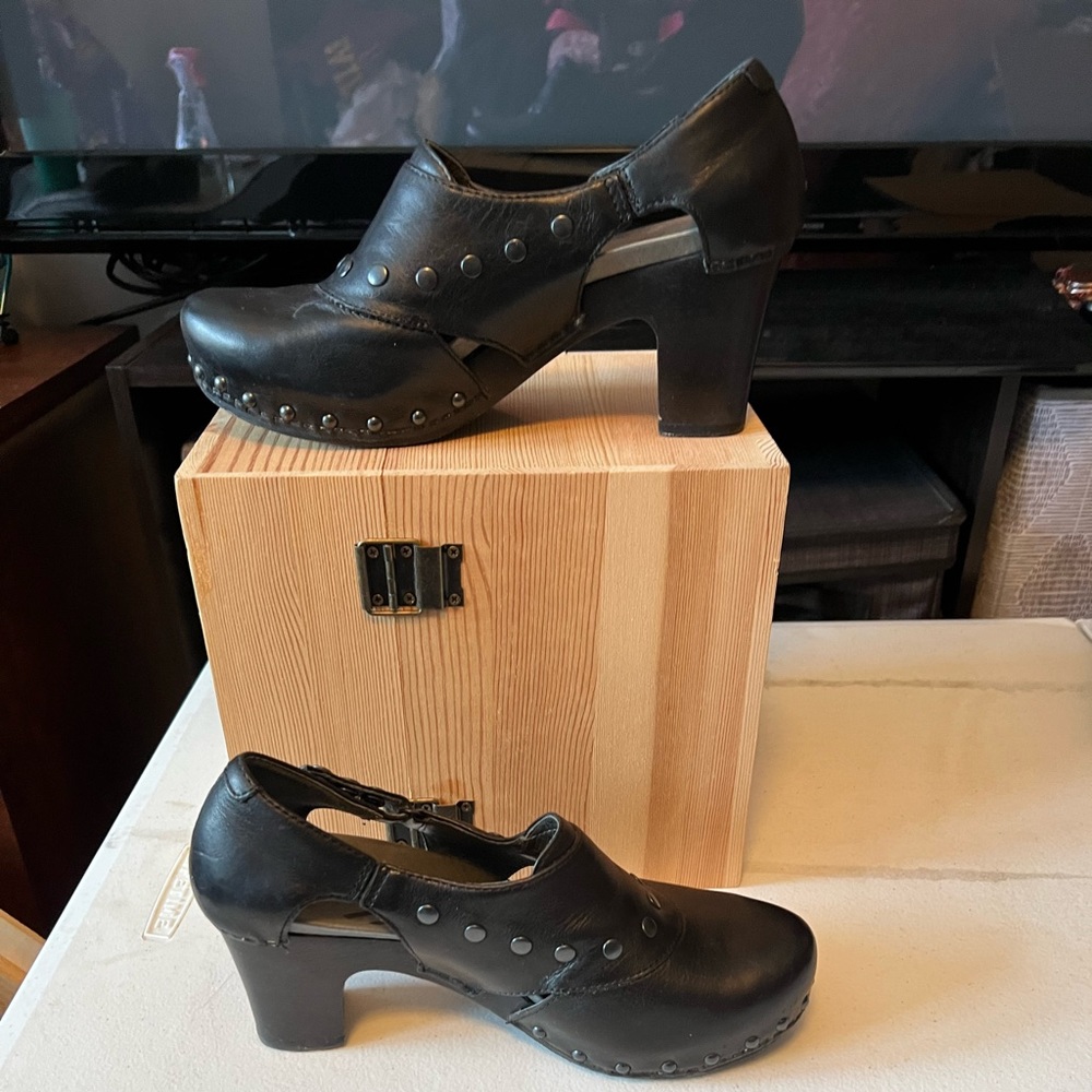 Dansko Black Mules Comfortable Clogs shoes heels 38‎ 7.5 - 8 - Picture 3 of 5